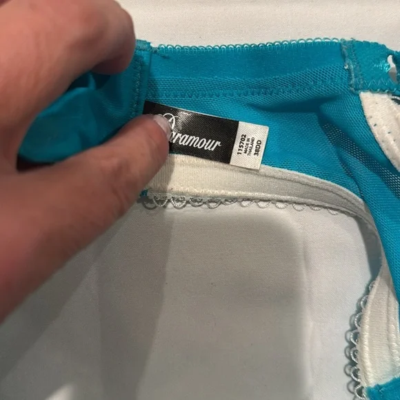 Blue Polka Dot Lace Trim Bra - Picture 2 of 3